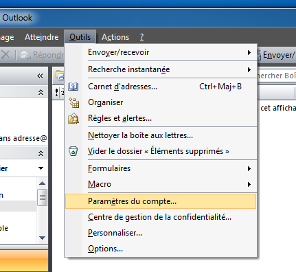Etape 1 - Configurer un compte de messagerie avec Outlook