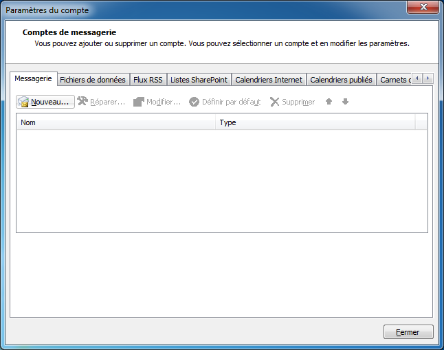 Etape 2 - Configurer un compte de messagerie avec Outlook
