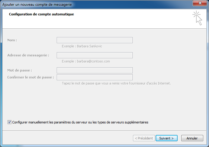 Etape 3 - Configurer un compte de messagerie avec Outlook