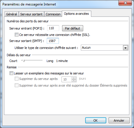 Etape 7 - Configurer un compte de messagerie avec Outlook