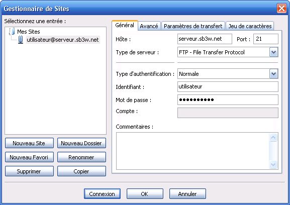 Etape 3 - Configurer connexion FTP avec FileZilla